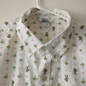 New Eddie Bauer Shirt Mens XLTall White Palm Tree Monkey NoveltyPrint ButtonDown
